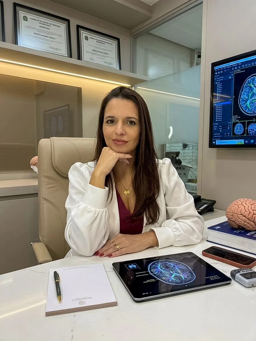 Dra. Fabienne Bustamante em seu consultório